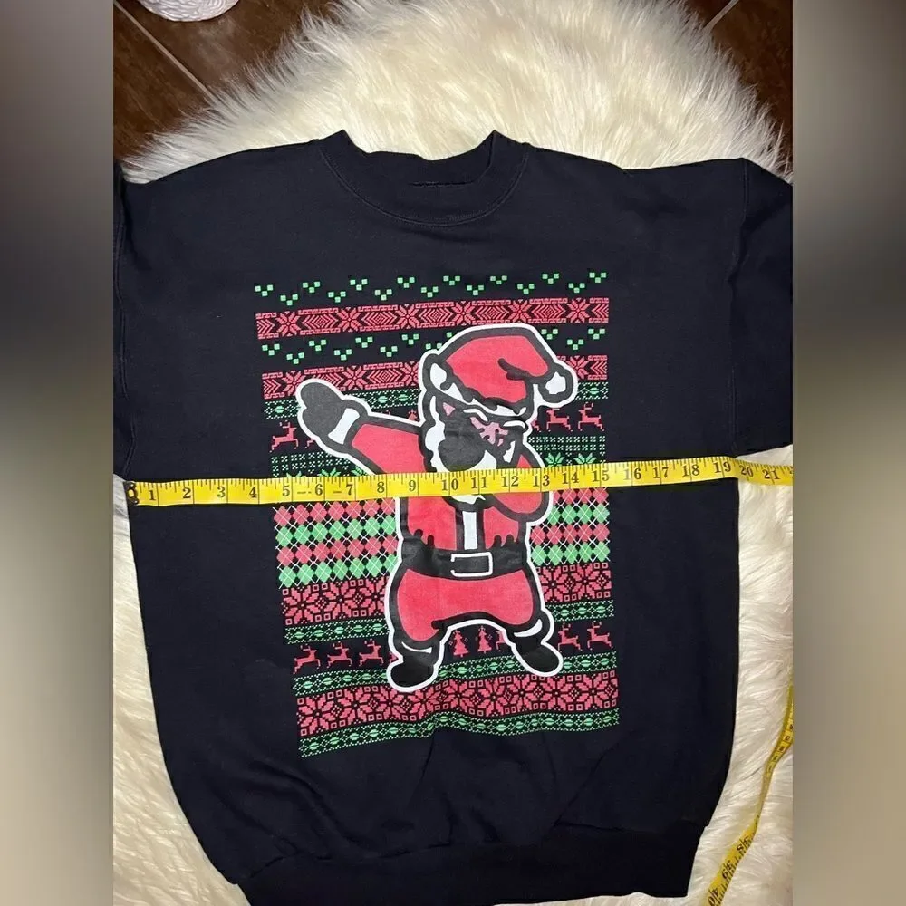Hanes comfort blend black holiday screen print sweatshirt sz small